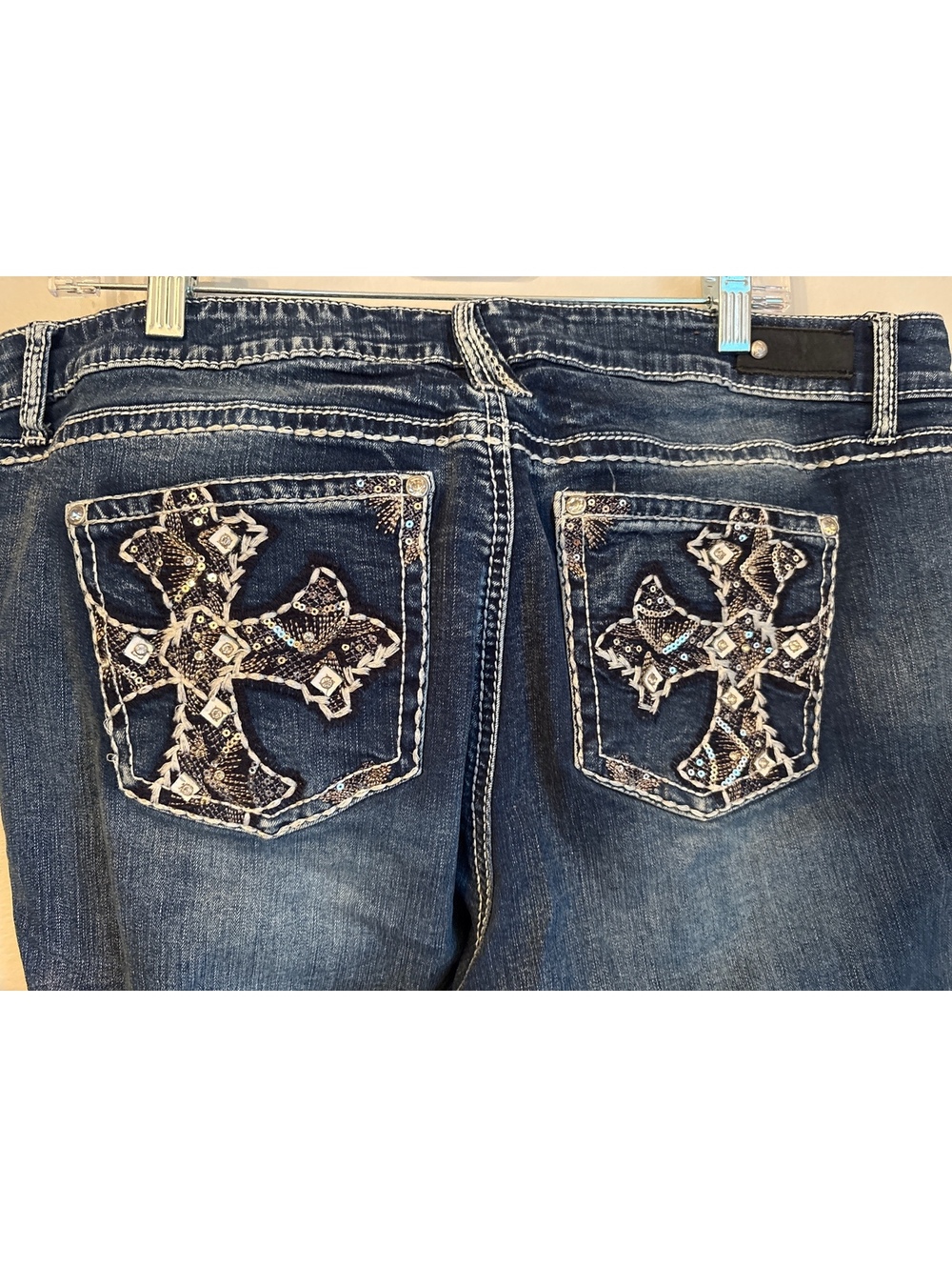 Beaded Cross Embellished Jeans by Antique Rivet 38 (16-18/XL-XXL)